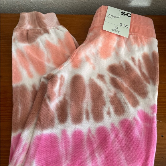 Girls Tie-Dye Pink Orange Brown Sweatpants Joggers - Picture 5 of 5